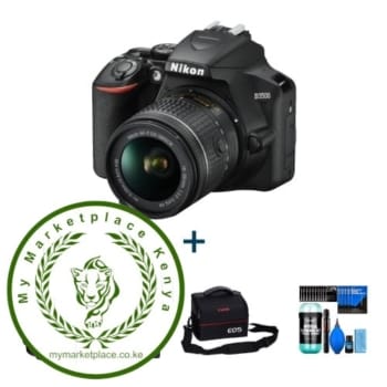 Nikon D3500 with extra lens, bag, memory card and Cleaning Kit